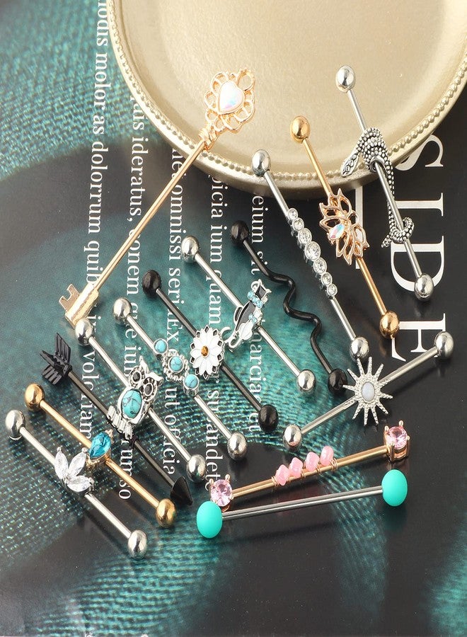 Suotarn 14G Industrial Barbell Earring Cartilage Stainless Steel 38mm 1 1/2 inch Industrial Piercing Bar Body Piercing Jewelry for Women Men - Image 5